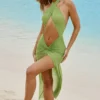 Caicos Cut-Out Halterneck Maxi Dress in Olive Green Caicos Cut-Out Halterneck Maxi Dress in Olive Green
