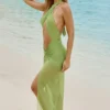 Caicos Cut-Out Halterneck Maxi Dress in Olive Green Caicos Cut-Out Halterneck Maxi Dress in Olive Green