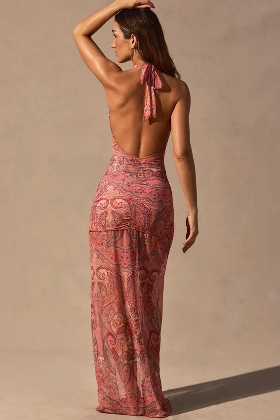Caicos Cut-Out Halterneck Maxi Dress in Paisley Print Caicos Cut-Out Halterneck Maxi Dress in Paisley Print