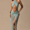 Caicos Cut-Out Halterneck Maxi Dress in Seafoam Green Caicos Cut-Out Halterneck Maxi Dress in Seafoam Green
