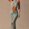 Caicos Cut-Out Halterneck Maxi Dress in Seafoam Green Caicos Cut-Out Halterneck Maxi Dress in Seafoam Green