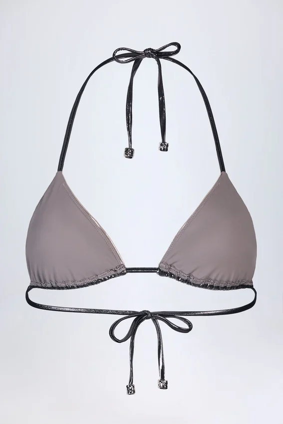 Caleta Panelled Bikini Bra in Silver Chrome Caleta Panelled Bikini Bra in Silver Chrome