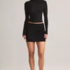 Cali Modal Ruched Mid-Rise Mini Skirt in Black Cali Modal Ruched Mid-Rise Mini Skirt in Black