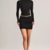 Cali Modal Ruched Mid-Rise Mini Skirt in Black Cali Modal Ruched Mid-Rise Mini Skirt in Black