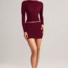 Cali Modal Ruched Mid-Rise Mini Skirt in Wine Red Cali Modal Ruched Mid-Rise Mini Skirt in Wine Red