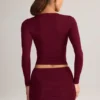 Cali Modal Ruched Mid-Rise Mini Skirt in Wine Red Cali Modal Ruched Mid-Rise Mini Skirt in Wine Red