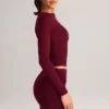 Cali Modal Ruched Mid-Rise Mini Skirt in Wine Red Cali Modal Ruched Mid-Rise Mini Skirt in Wine Red