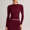 Cali Modal Ruched Mid-Rise Mini Skirt in Wine Red Cali Modal Ruched Mid-Rise Mini Skirt in Wine Red