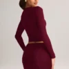 Cali Modal Ruched Mid-Rise Mini Skirt in Wine Red Cali Modal Ruched Mid-Rise Mini Skirt in Wine Red