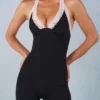 Calla Modal Lace-Trim Capri Jumpsuit in Black Calla Modal Lace-Trim Capri Jumpsuit in Black