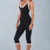 Calla Modal Lace-Trim Capri Jumpsuit in Black Calla Modal Lace-Trim Capri Jumpsuit in Black