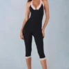 Calla Modal Lace-Trim Capri Jumpsuit in Black Calla Modal Lace-Trim Capri Jumpsuit in Black
