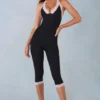 Calla Modal Lace-Trim Capri Jumpsuit in Black Calla Modal Lace-Trim Capri Jumpsuit in Black