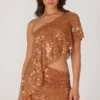 Cassiana Embellished Micro Mini Skirt in Bronze Cassiana Embellished Micro Mini Skirt in Bronze