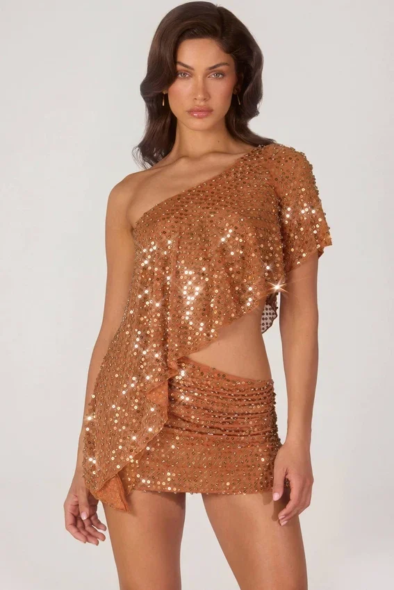 Cassiana Embellished Micro Mini Skirt in Bronze Cassiana Embellished Micro Mini Skirt in Bronze