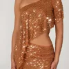 Cassiana Embellished Micro Mini Skirt in Bronze Cassiana Embellished Micro Mini Skirt in Bronze