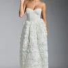 Camellia Embellished Floral-Appliqué Corset Gown in White Camellia Embellished Floral-Appliqué Corset Gown in White