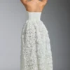 Camellia Embellished Floral-Appliqué Corset Gown in White Camellia Embellished Floral-Appliqué Corset Gown in White
