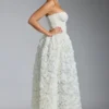Camellia Embellished Floral-Appliqué Corset Gown in White Camellia Embellished Floral-Appliqué Corset Gown in White