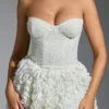 Camellia Embellished Floral-Appliqué Corset Gown in White Camellia Embellished Floral-Appliqué Corset Gown in White
