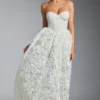 Camellia Embellished Floral-Appliqué Corset Gown in White Camellia Embellished Floral-Appliqué Corset Gown in White