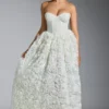 Camellia Embellished Floral-Appliqué Corset Gown in White Camellia Embellished Floral-Appliqué Corset Gown in White