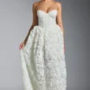 Camellia Embellished Floral-Appliqué Corset Gown in White Camellia Embellished Floral-Appliqué Corset Gown in White