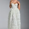 Camellia Embellished Floral-Appliqué Corset Gown in White Camellia Embellished Floral-Appliqué Corset Gown in White