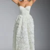 Camellia Embellished Floral-Appliqué Corset Gown in White Camellia Embellished Floral-Appliqué Corset Gown in White