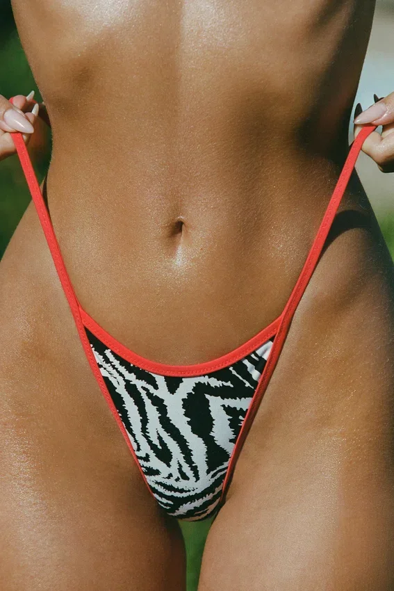 Camogli Thong Bikini Bottoms in Zebra Print Camogli Thong Bikini Bottoms in Zebra Print