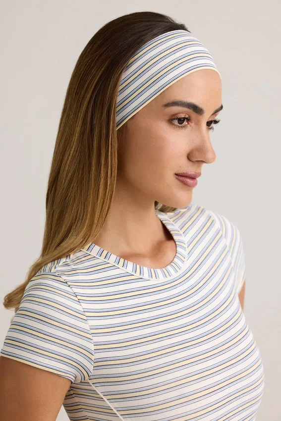 Candy Modal Ribbed Headband in Blue & Yellow Stripe Candy Modal Ribbed Headband in Blue & Yellow Stripe