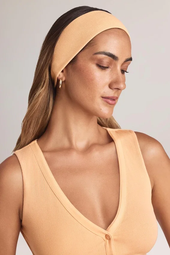 Candy Modal Ribbed Headband in Peach Candy Modal Ribbed Headband in Peach