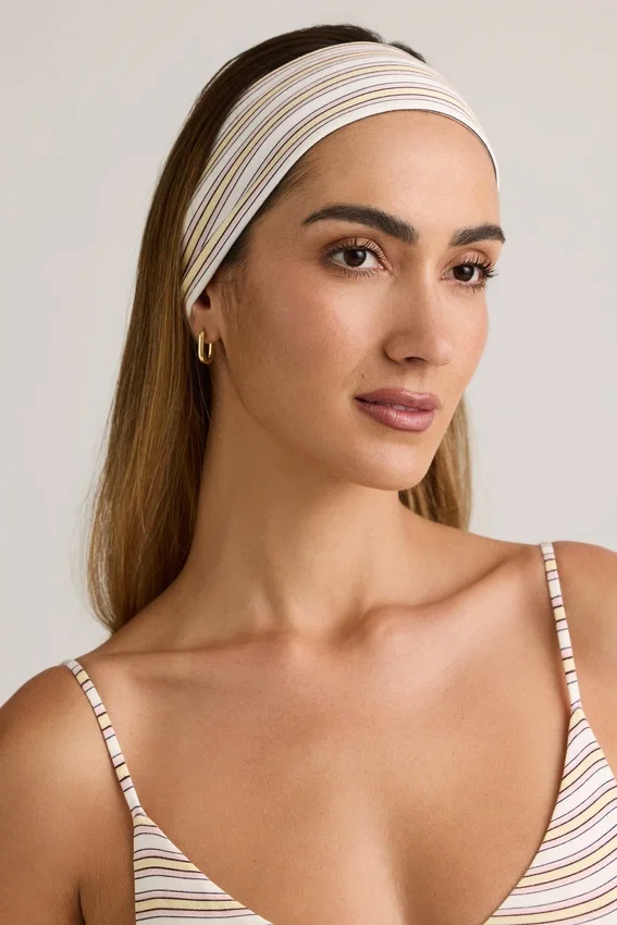 Candy Modal Ribbed Headband in Pink & Yellow Stripe Candy Modal Ribbed Headband in Pink & Yellow Stripe