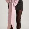Carola Satin Bow-Detail Low-Rise Mini Skirt in Black Carola Satin Bow-Detail Low-Rise Mini Skirt in Black