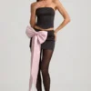 Carola Satin Bow-Detail Low-Rise Mini Skirt in Black Carola Satin Bow-Detail Low-Rise Mini Skirt in Black