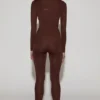 Cassie Embellished Jersey High-Waisted Leggings in Chocolate Brown Cassie Embellished Jersey High-Waisted Leggings in Chocolate Brown