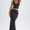 Ceres Mid-Rise Fishtail Maxi Skirt in Black Ceres Mid-Rise Fishtail Maxi Skirt in Black