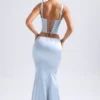 Ceres Mid-Rise Fishtail Maxi Skirt in Light Blue Ceres Mid-Rise Fishtail Maxi Skirt in Light Blue