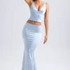 Ceres Mid-Rise Fishtail Maxi Skirt in Light Blue Ceres Mid-Rise Fishtail Maxi Skirt in Light Blue