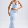 Ceres Mid-Rise Fishtail Maxi Skirt in Light Blue Ceres Mid-Rise Fishtail Maxi Skirt in Light Blue