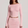 Cali Modal Ruched Mid-Rise Mini Skirt in Pink Cali Modal Ruched Mid-Rise Mini Skirt in Pink