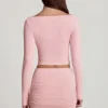 Cali Modal Ruched Mid-Rise Mini Skirt in Pink Cali Modal Ruched Mid-Rise Mini Skirt in Pink