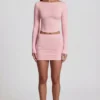 Cali Modal Ruched Mid-Rise Mini Skirt in Pink Cali Modal Ruched Mid-Rise Mini Skirt in Pink