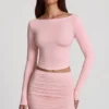 Cali Modal Ruched Mid-Rise Mini Skirt in Pink Cali Modal Ruched Mid-Rise Mini Skirt in Pink