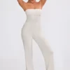 Chunky Knit Bandeau Kick Flare Jumpsuit in Cream Chunky Knit Bandeau Kick Flare Jumpsuit in Cream