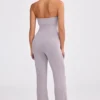 Chunky Knit Bandeau Kick Flare Jumpsuit in Dusty Lavender Chunky Knit Bandeau Kick Flare Jumpsuit in Dusty Lavender