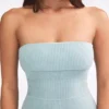 Chunky Knit Bandeau Kick Flare Jumpsuit in Dusty Teal Chunky Knit Bandeau Kick Flare Jumpsuit in Dusty Teal