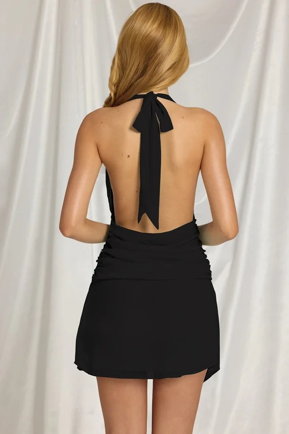 Cira Halterneck Mini Dress in Black Cira Halterneck Mini Dress in Black