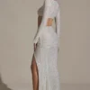 Claribel Embellished Ruched Maxi Skirt in White Claribel Embellished Ruched Maxi Skirt in White