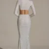 Claribel Embellished Ruched Maxi Skirt in White Claribel Embellished Ruched Maxi Skirt in White